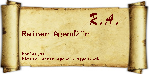 Rainer Agenór névjegykártya